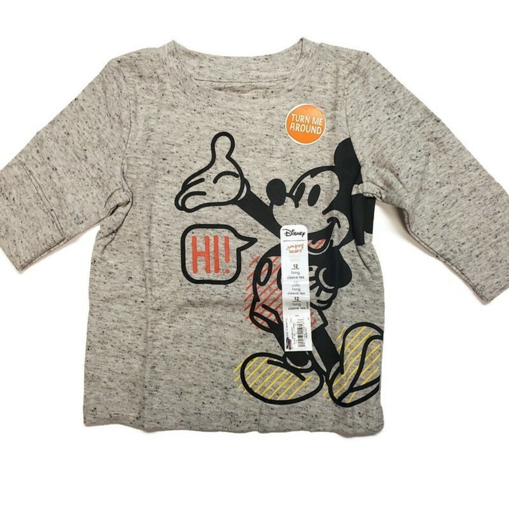 Disneys Mickey Mouse Baby Boy 12M Hi Bye Front Back Graphic Tee By Jumping Beans - Picture 2 of 5